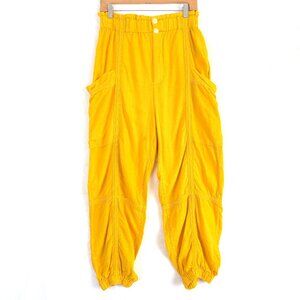 Urban Outfitters Cargo Linen Blend Relaxed Wide Jogger Pants Womens M Yellow